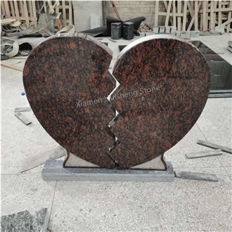 Tan Brown Granite Heart Headstone