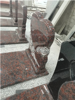Tan Brown Granite Heart Headstone