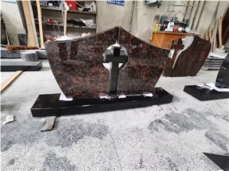 Tan Brown Granite Heart Headstone