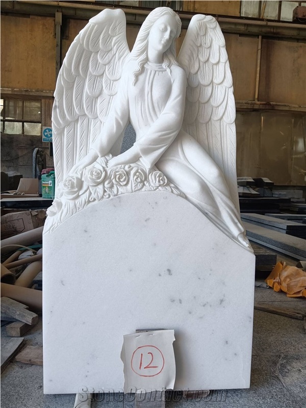 Customized Size Hunan White Marble Headstone Designs
