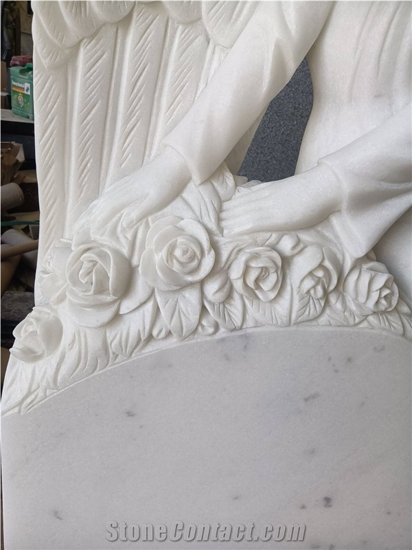 Customized Size Hunan White Marble Headstone Designs