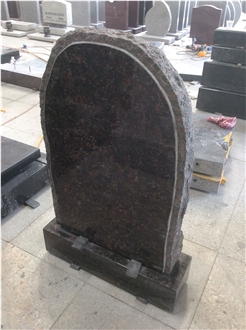 Deer Sculptured Tan Brown Granite Headstone