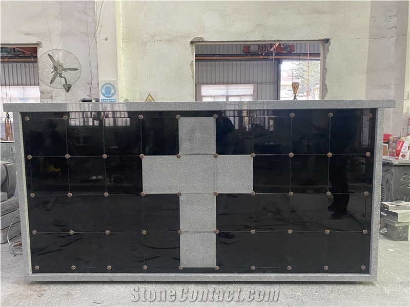 G633 Grey Granite Frame With Absolute Black Granite 72 Niches Square Columbariums