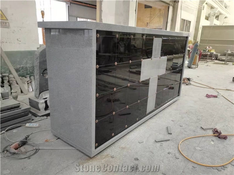 G633 Grey Granite Frame With Absolute Black Granite 72 Niches Square Columbariums