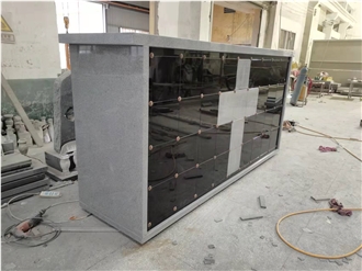 G633 Grey Granite Frame With Absolute Black Granite 72 Niches Square Columbariums