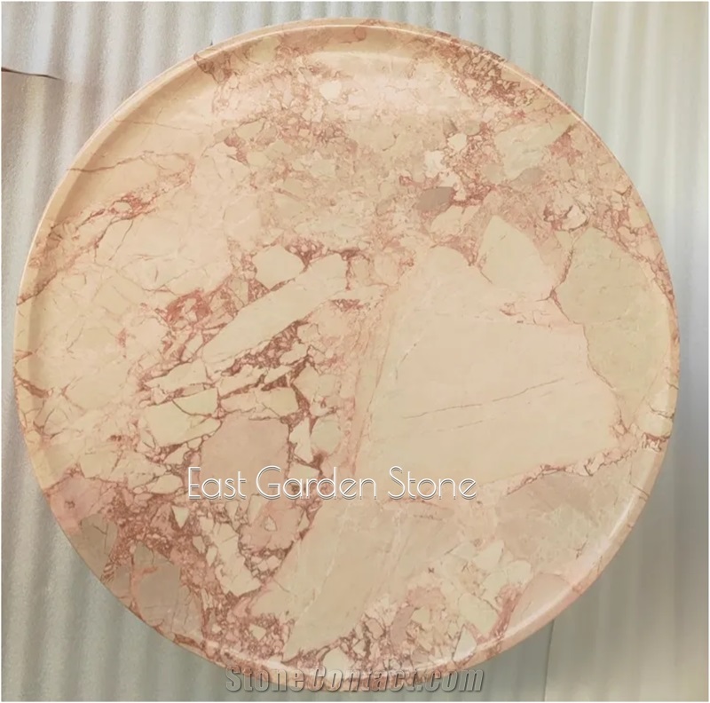 Big Drum Round Marble Coffee Table（Pearl Pink)
