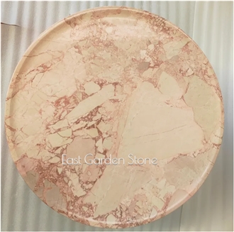 Big Drum Round Marble Coffee Table（Pearl Pink)