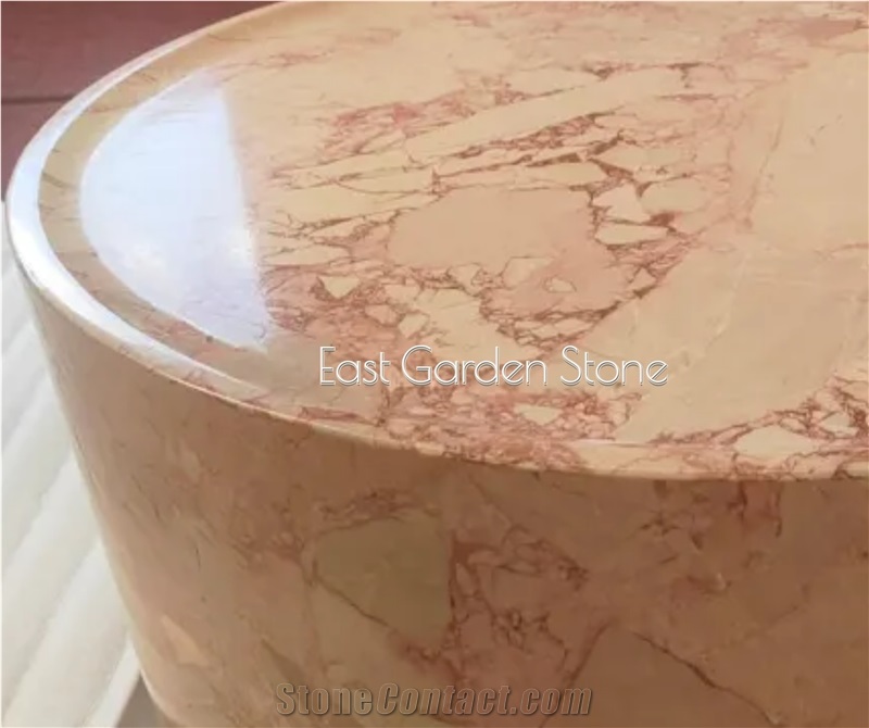 Big Drum Round Marble Coffee Table（Pearl Pink)