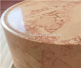 Big Drum Round Marble Coffee Table（Pearl Pink)