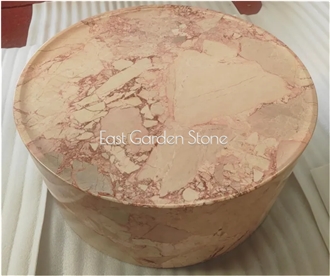 Big Drum Round Marble Coffee Table（Pearl Pink)