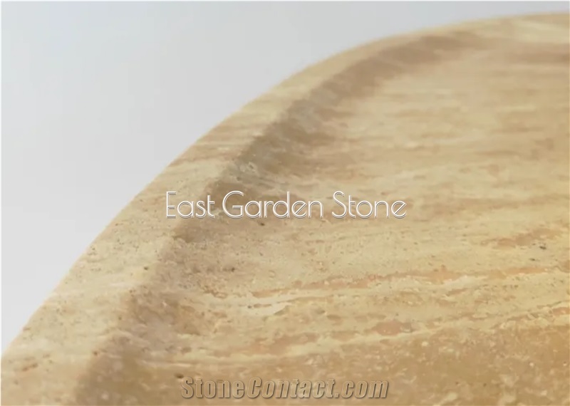 Big Round Drum Travertine Beige Coffee Table