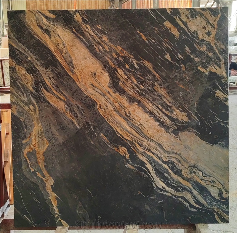 Golden Black Belvedere Quartzite Slabs For Table Top