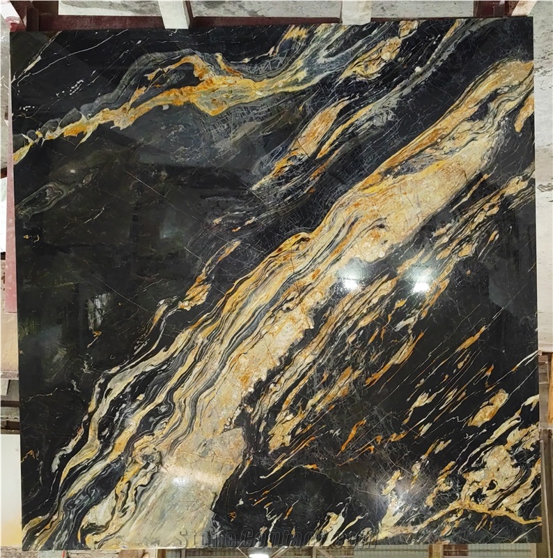 Golden Black Belvedere Quartzite Slabs For Table Top