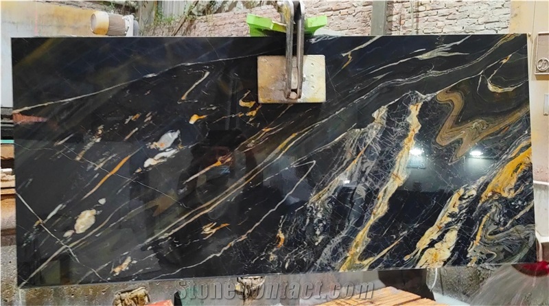 Golden Black Belvedere Quartzite Slabs For Table Top