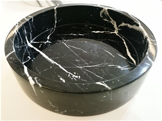 Luxury  Crafted Nero Marquina Marble Deep Round Bowls  Basin