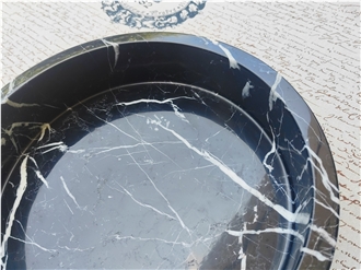 Luxury  Crafted Nero Marquina Marble Deep Round Bowls  Basin