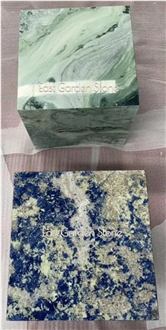 Twill Green Marble Plinth Natural Side Table