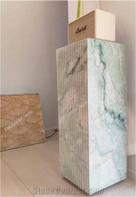 Twill Green Marble Plinth -Two Channeled Side