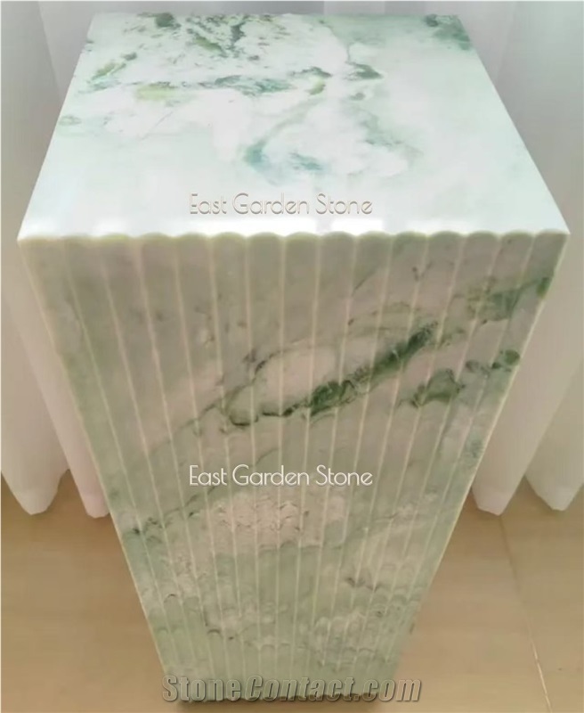 Twill Green Marble Plinth -Two Channeled Side