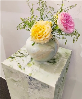 Twill Green Marble Plinth -Two Channeled Side