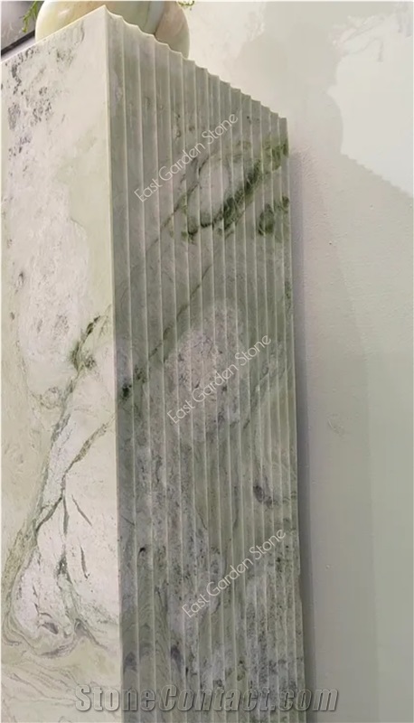 Twill Green Marble Plinth -Two Channeled Side