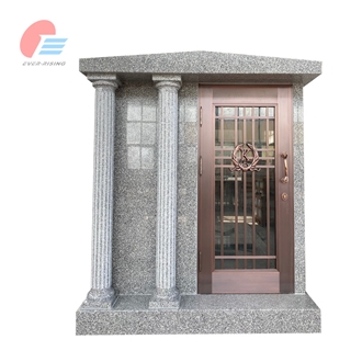 Stingray Gray Granite 3-Crypt Walk-In Mausoleum With Bronze Door