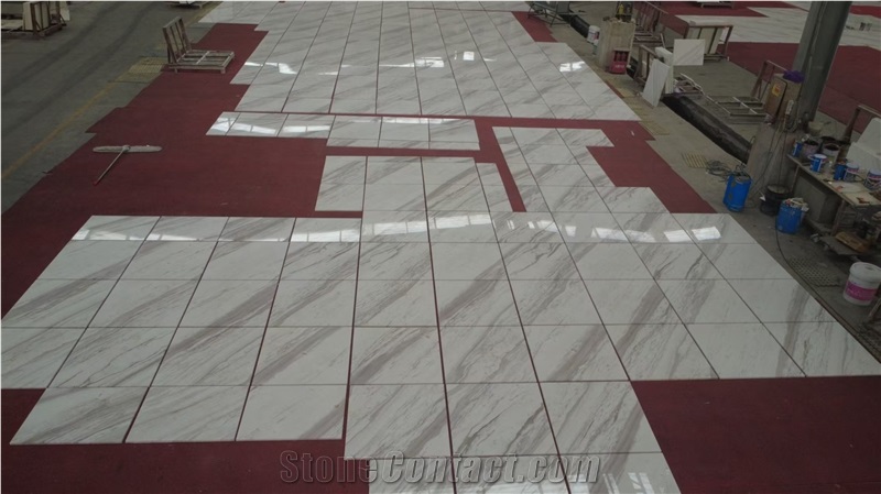 Volakas White Marble Tiles Floor Villa Building Project