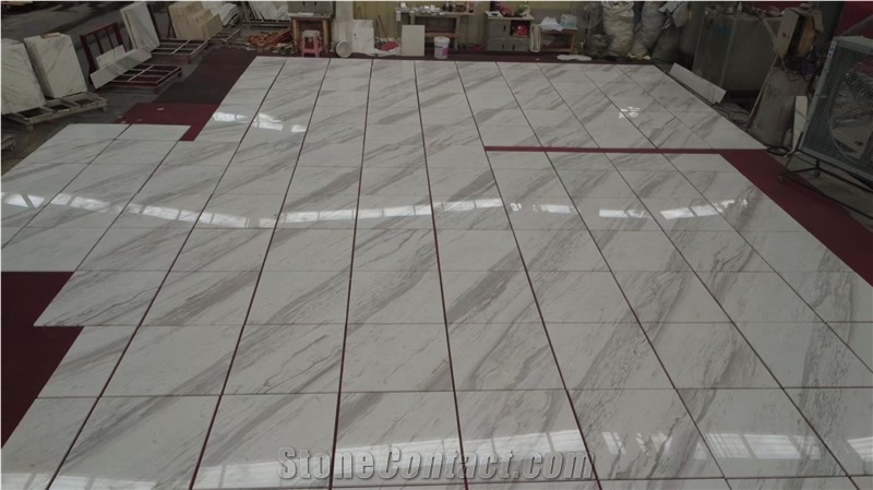 Volakas White Marble Tiles Floor Villa Building Project