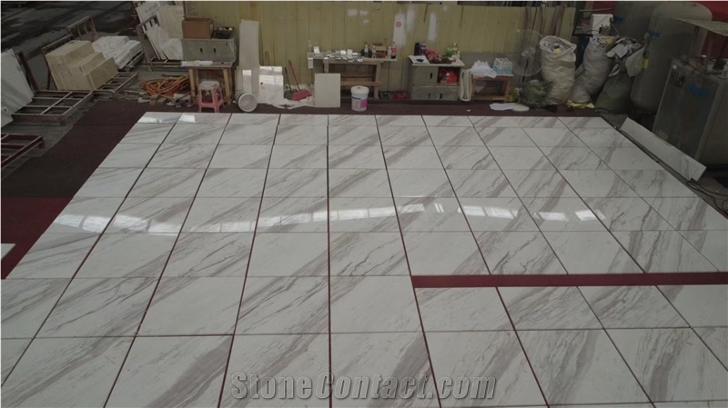 Volakas White Marble Tiles Floor Villa Building Project
