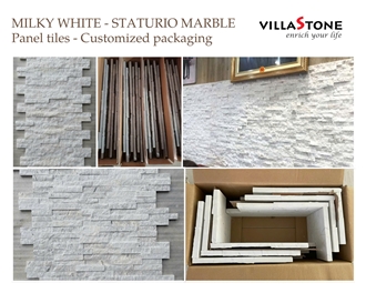 Milky White Marble Stone Veneer Panel Waterfall Thin