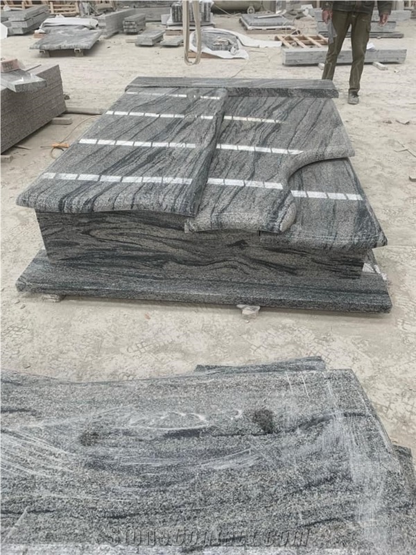 China Juparana Grey Polished Granite Double Monument