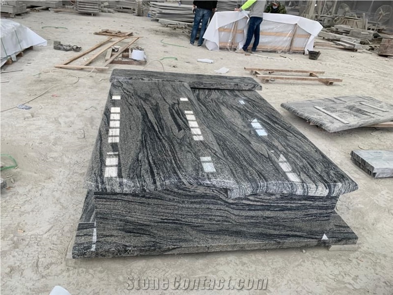 China Juparana Grey Polished Granite Double Monument