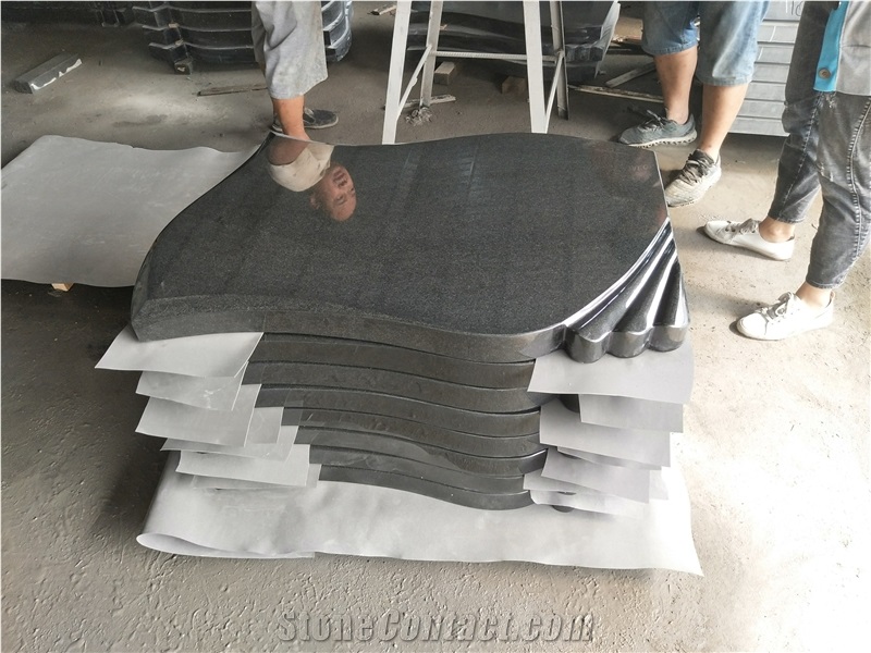 High-Gloss Polished Shanxi Black Granite  Headstone