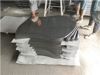 High-Gloss Polished Shanxi Black Granite  Headstone