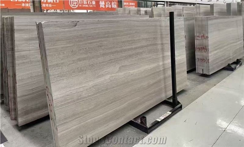 China Factory Wood Grain Gray Marble Slab  Pattern