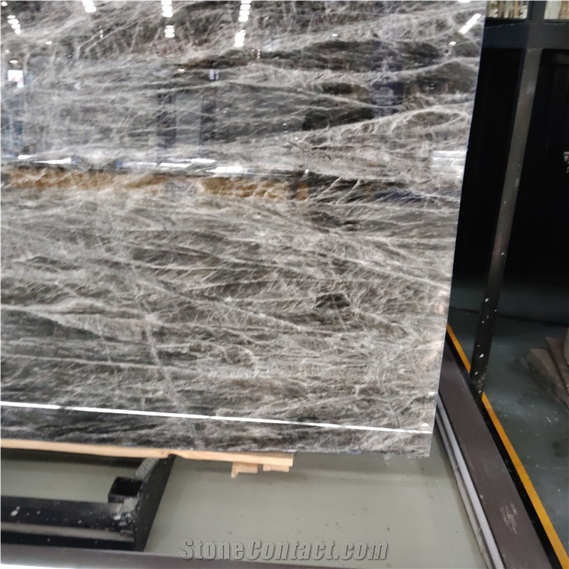 Kungfu Stone Black Ice Flower Marble Slabs Supply