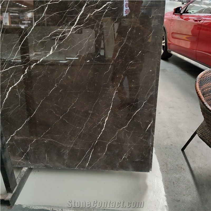 Kungfu Stone Gold Inlaid With Jade Brown Marble Slabs