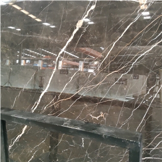 Kungfu Stone Gold Inlaid With Jade Brown Marble Slabs