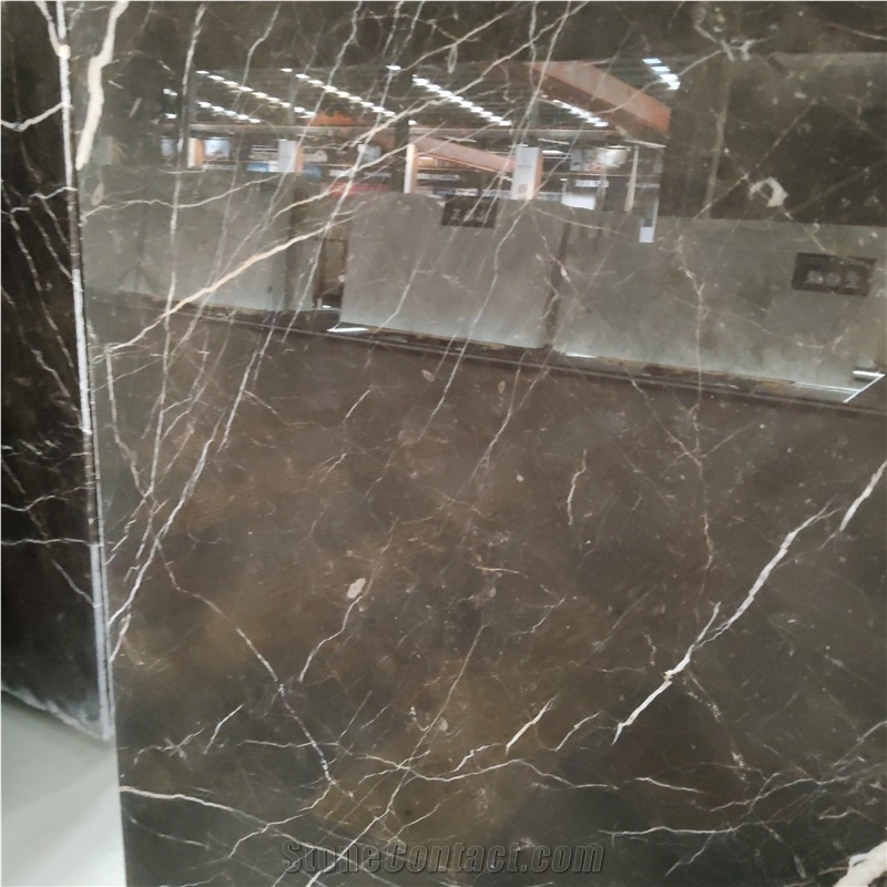 Kungfu Stone Gold Inlaid With Jade Brown Marble Slabs