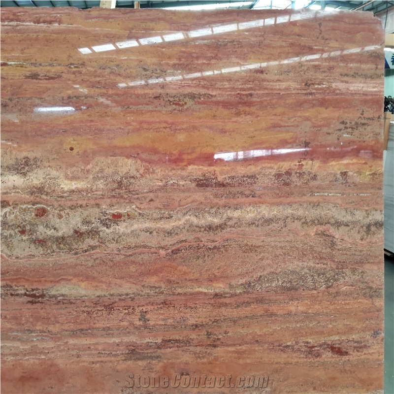 Kungfu Stone Iran Red Travertine Slabs Wholesale