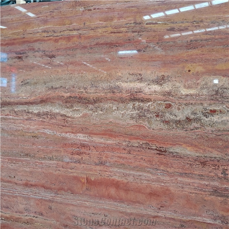 Kungfu Stone Iran Red Travertine Slabs Wholesale
