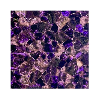 Backlit Purple Crystal Amethyst Semiprecious Stone Slabs