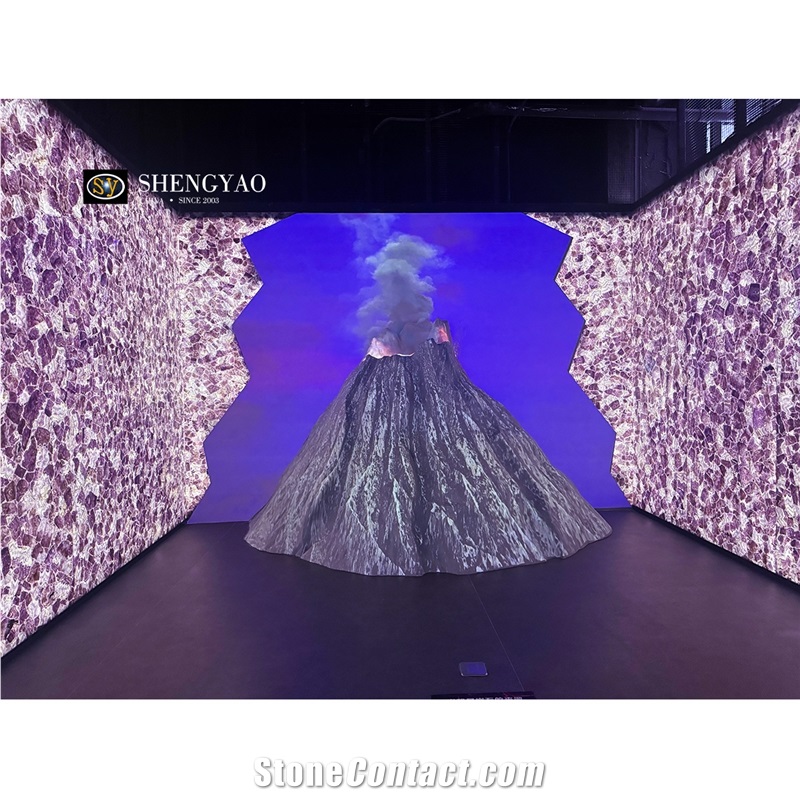 Backlit Purple Crystal Amethyst Semiprecious Stone Slabs