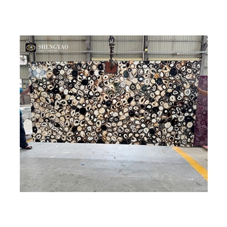 Black Backlit Agate Translucent Semiprecious Stone Kitchen Countertop