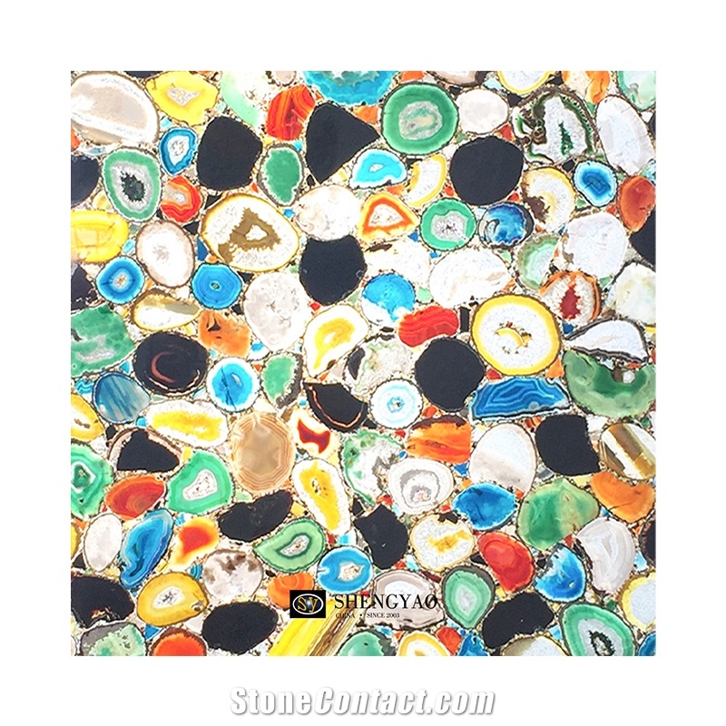 Custom Backlit Multicolor Translucent Agate Gemstone Slabs