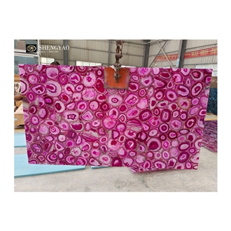 Custom Pink Agate Translucent Semiprecious Stone Island Kitchen Bar Tops