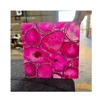 Custom Pink Agate Translucent Semiprecious Stone Island Kitchen Bar Tops