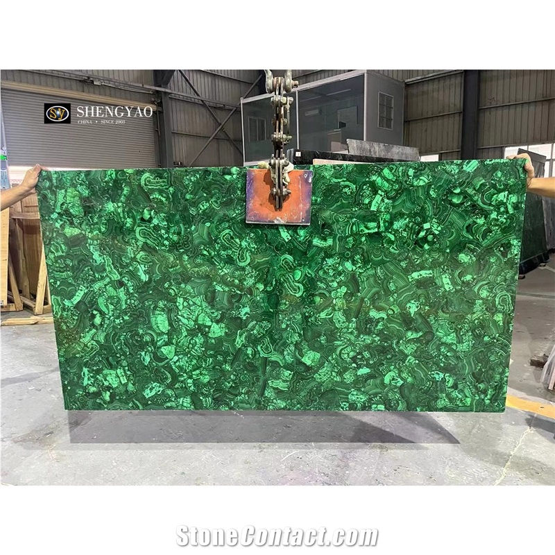 Large Size Green Malachite Semiprecious Stone Slabs
