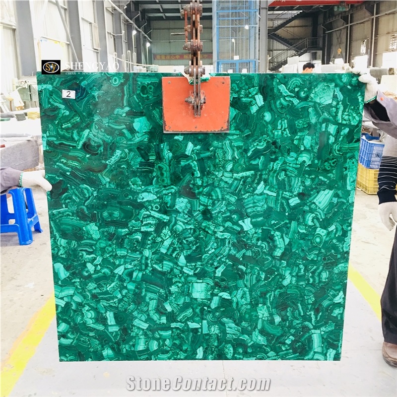 Large Size Green Malachite Semiprecious Stone Slabs