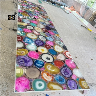 Wholesale Colorful Translucent Agate Semiprecious Stone Slab